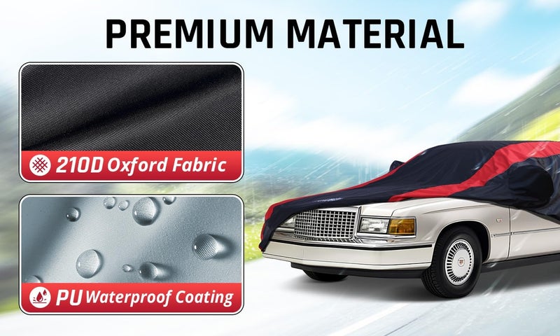 AltoCover Deville Car Cover Waterproof All Weather with Red Strip Design, Custom Fit for Deville 1994–2006, Deville Accessory with Door Zipper & Windproof Straps - Image 3